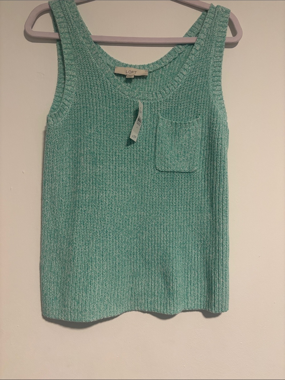 LOFT Mint-Teal Knit Scoop Neck Tank